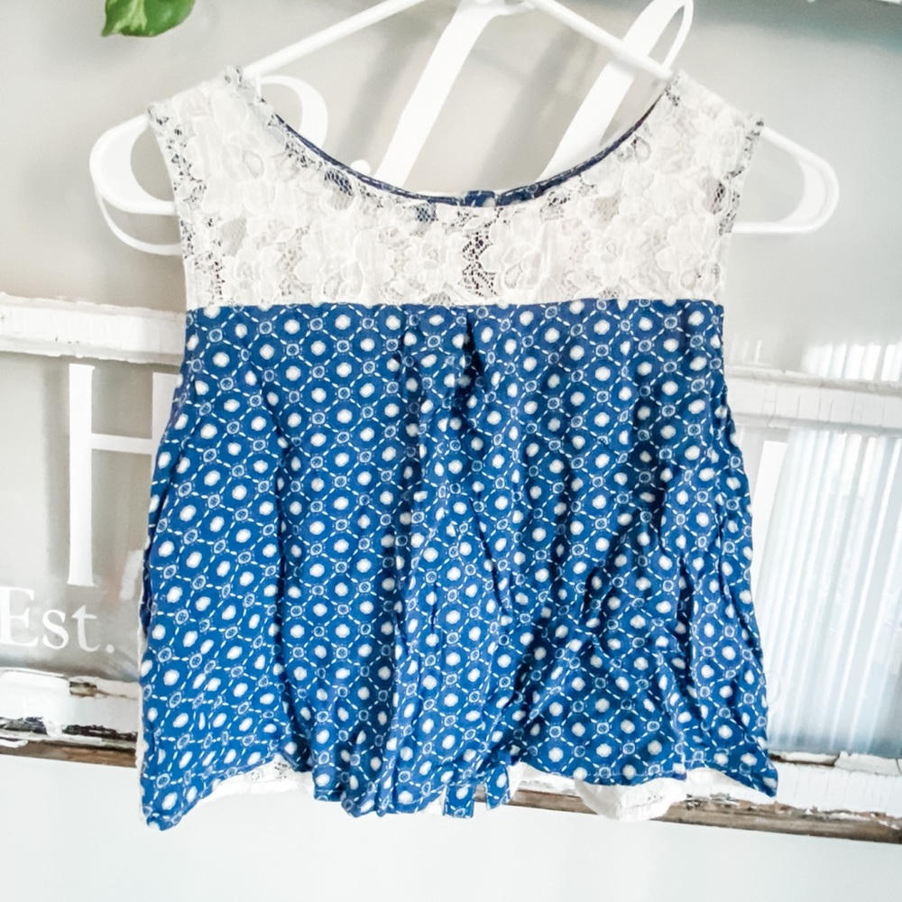 Blue lacy tank top